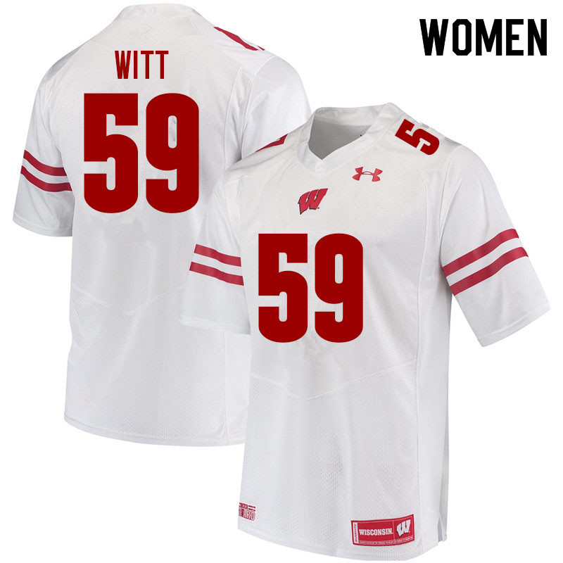 Women #59 Aaron Witt Wisconsin Badgers College Football Jerseys Sale-White